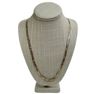 Vintage Gold & Silver Tone Braided Chain Long Necklace